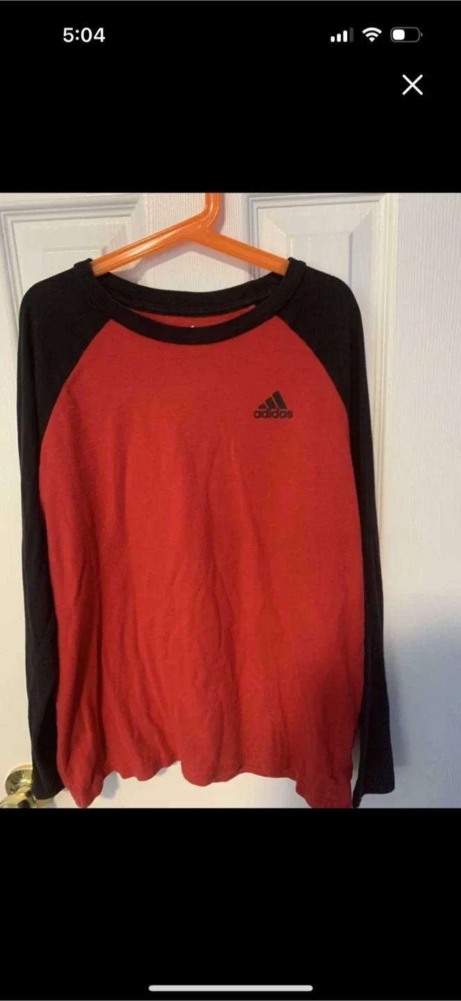 Adidas Red & Black Long Sleeve Shirt thumbnail