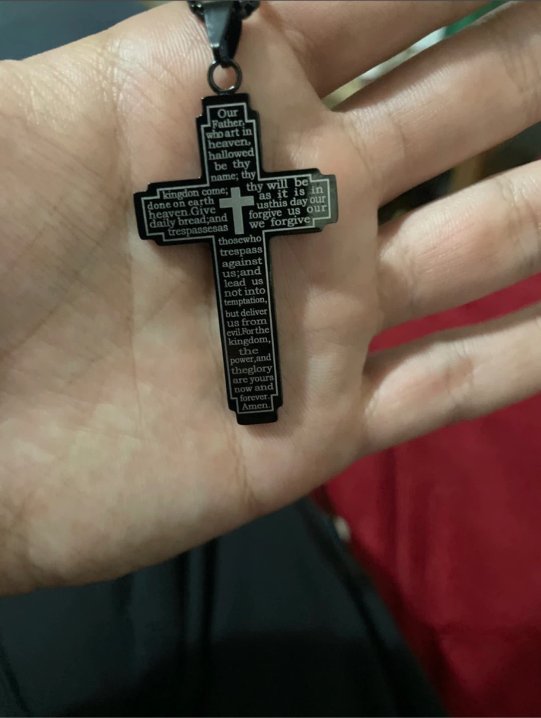 Black Cross Pendant Necklace