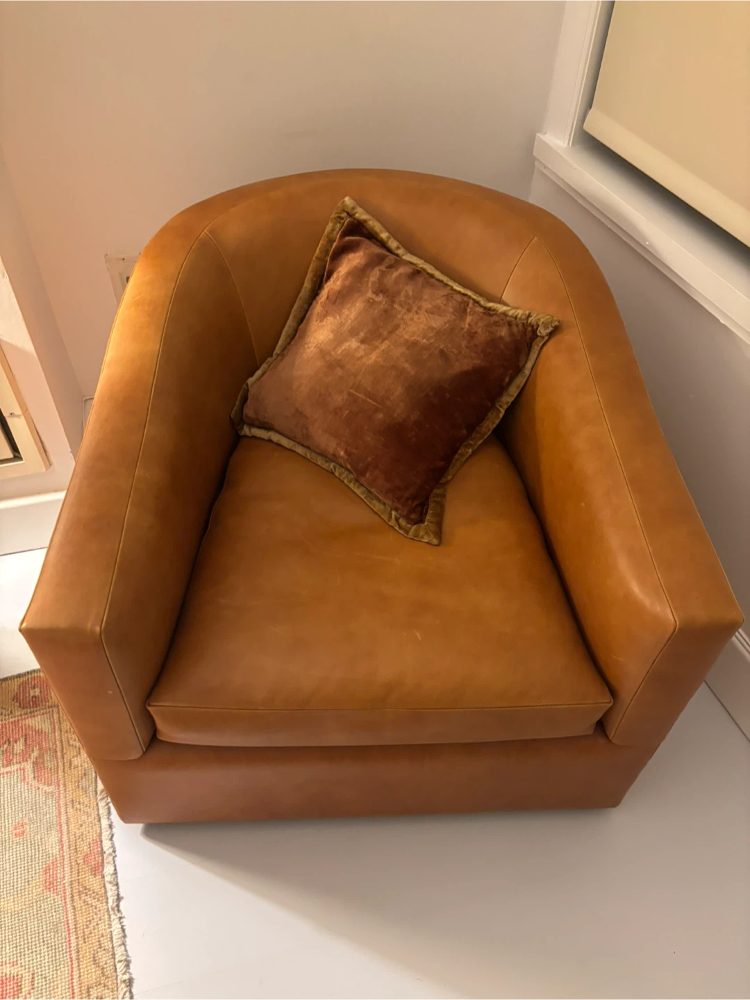 Leather Swivel Barrel Chair