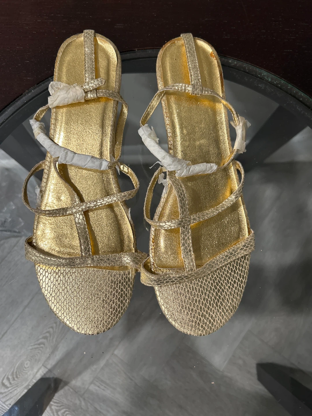Brand new gold sandals size 10 - photo 2