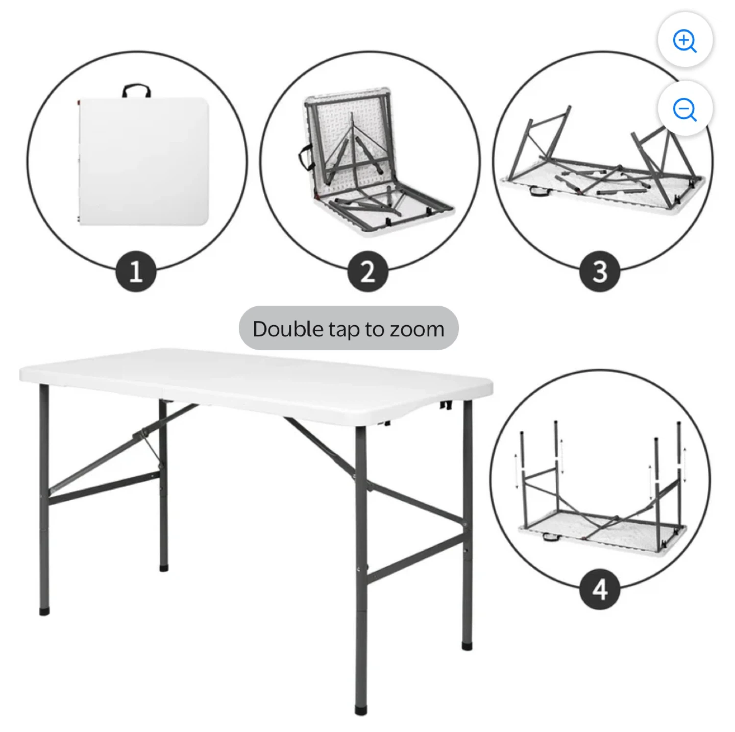 White Foldable Table - 47.6 x 24 inches - photo 2