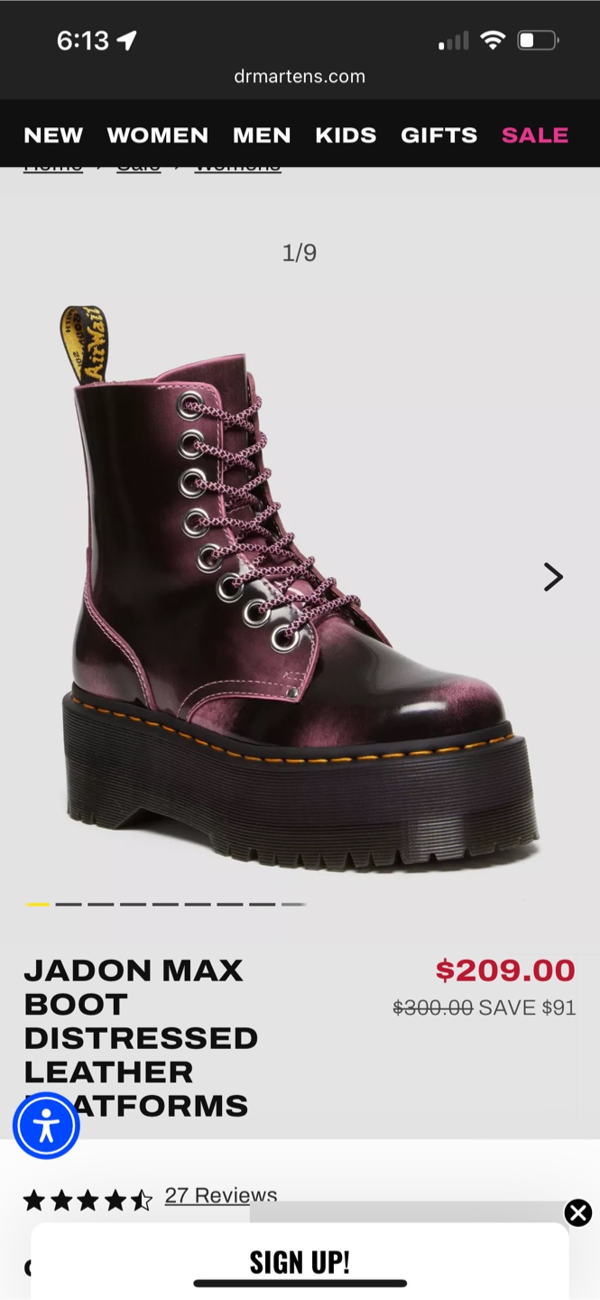 Dr. Martens Jadon Max Boot - Fondant Pink, Size US 8
