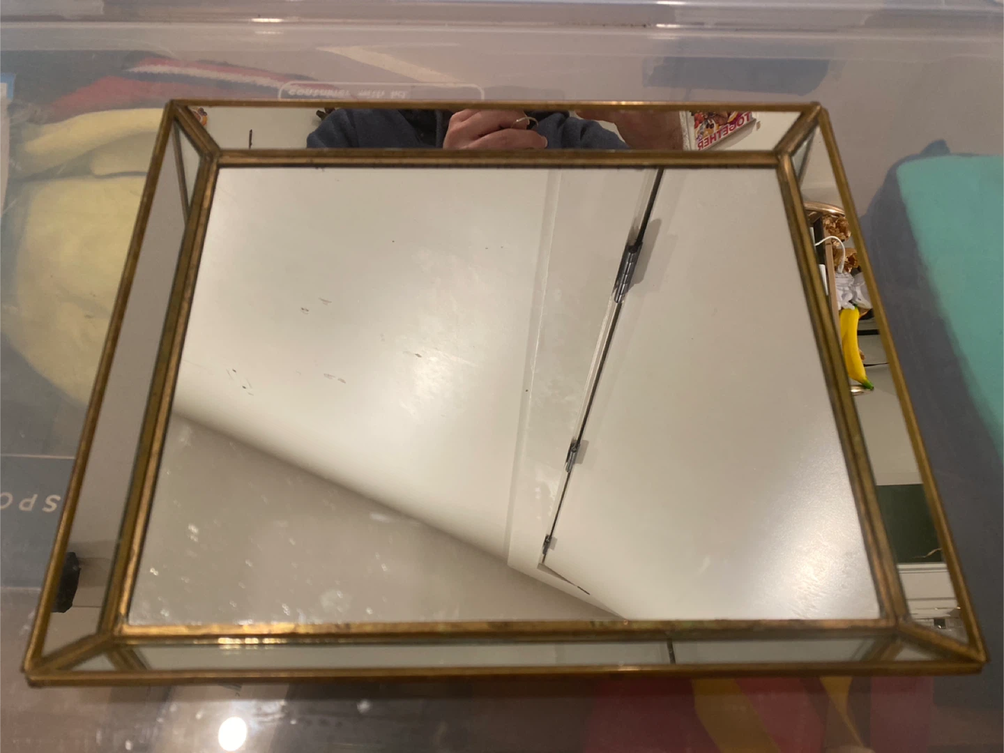 Gold Trimmed Square Mirror