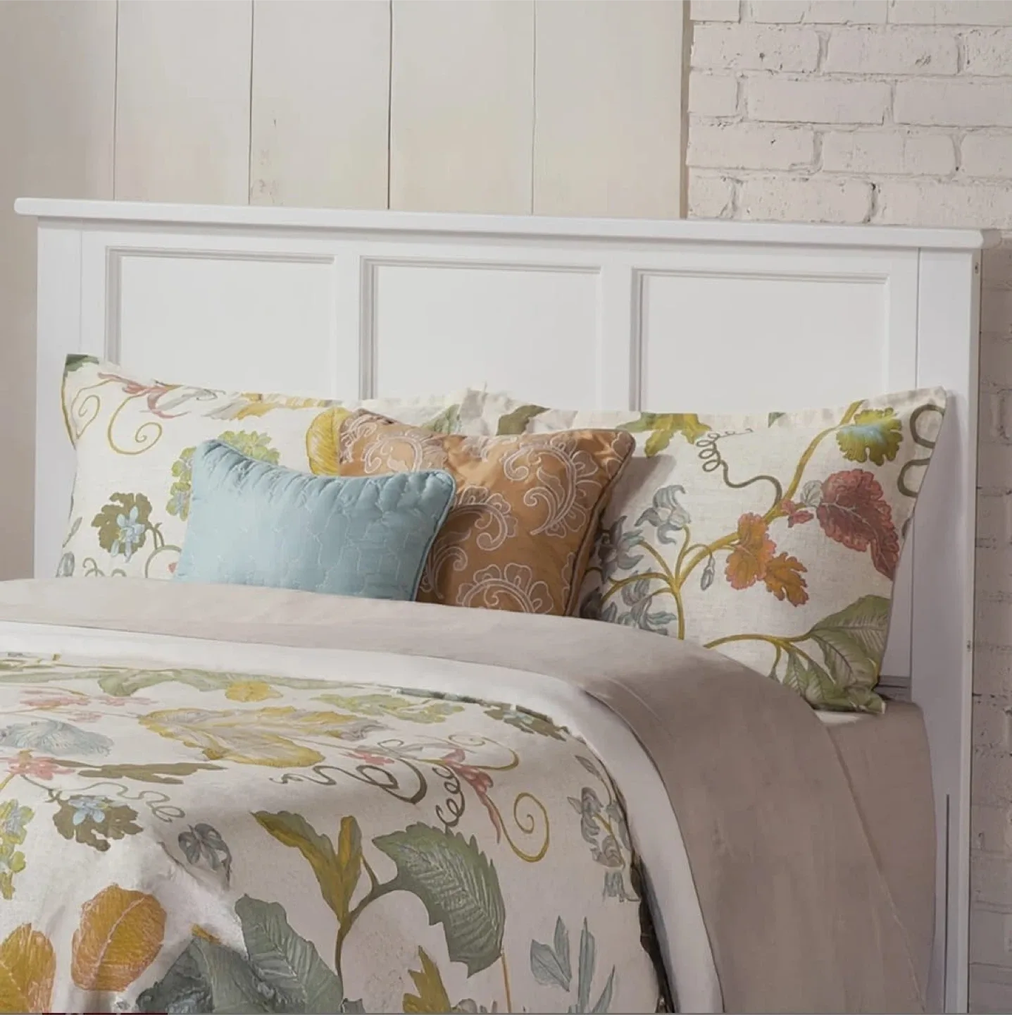 White Panel Bed Frame with USB Charger image indicator(2)