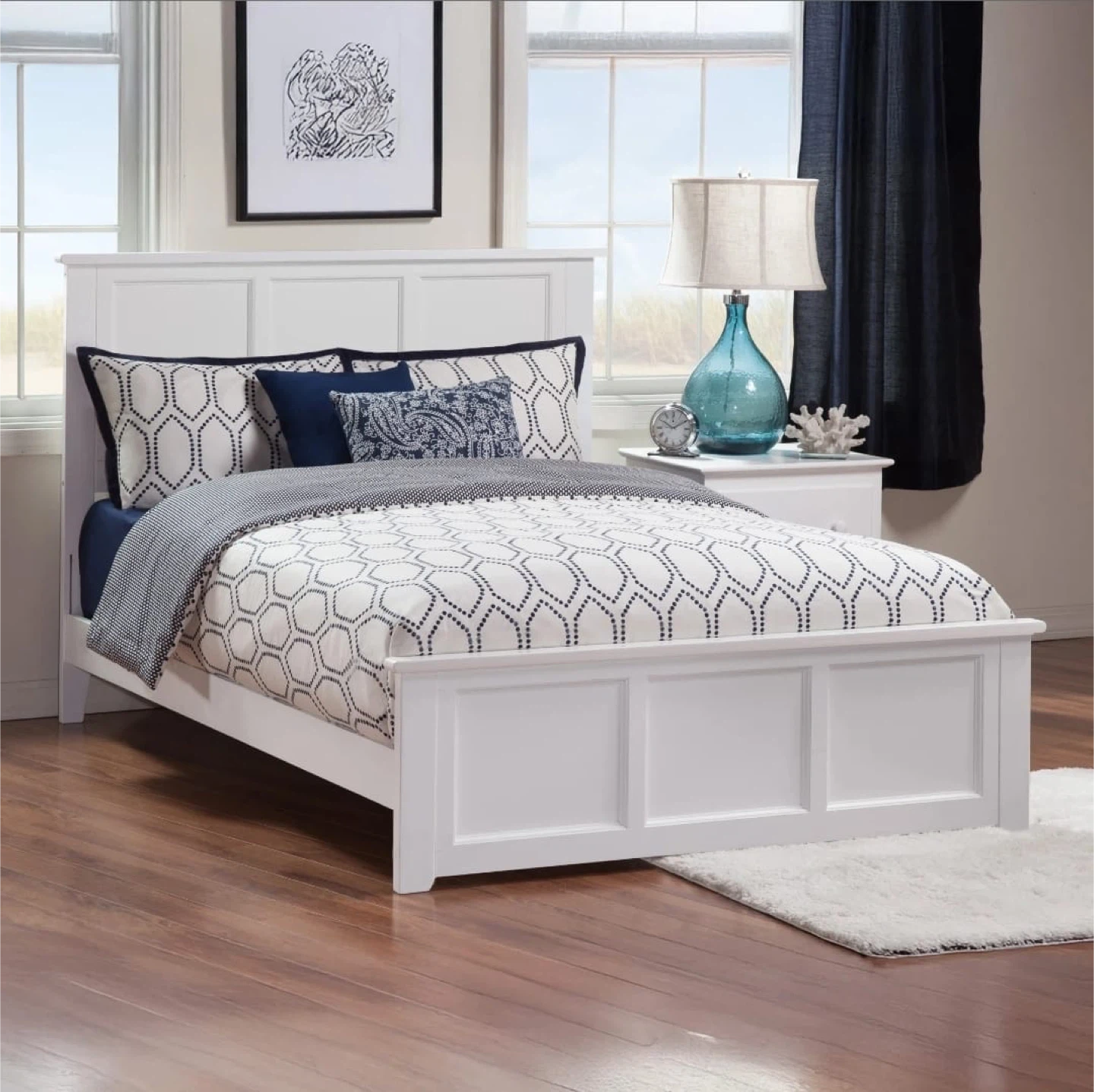 White Panel Bed Frame with USB Charger - photo 4