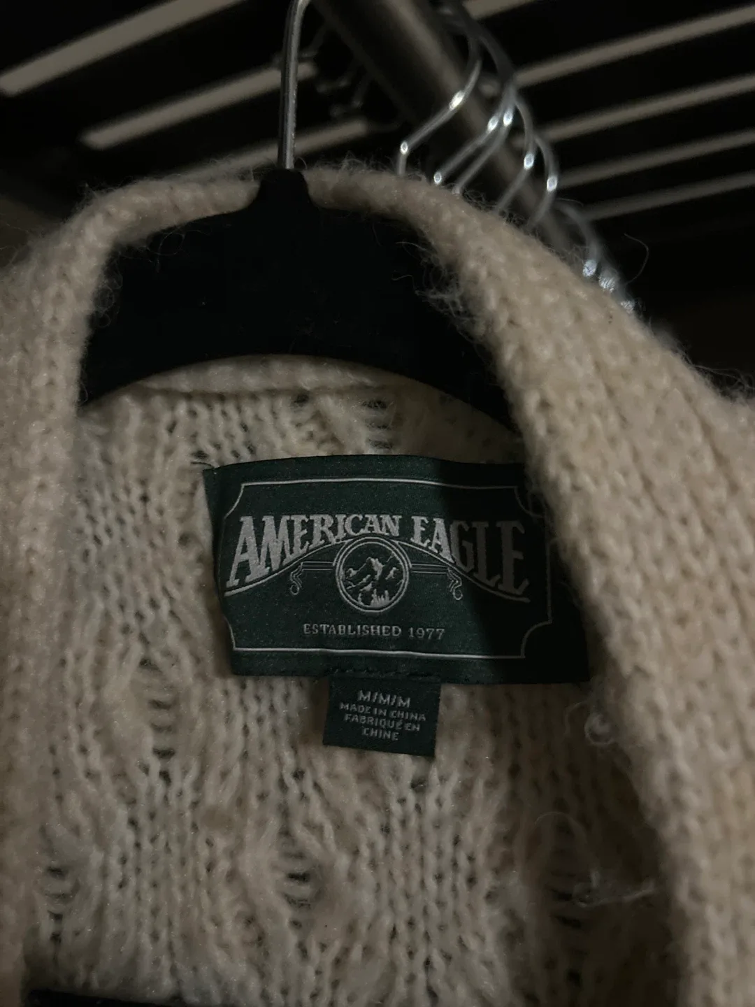 🥕American Eagle Cream Knit Cardigan - Size M image indicator(3)