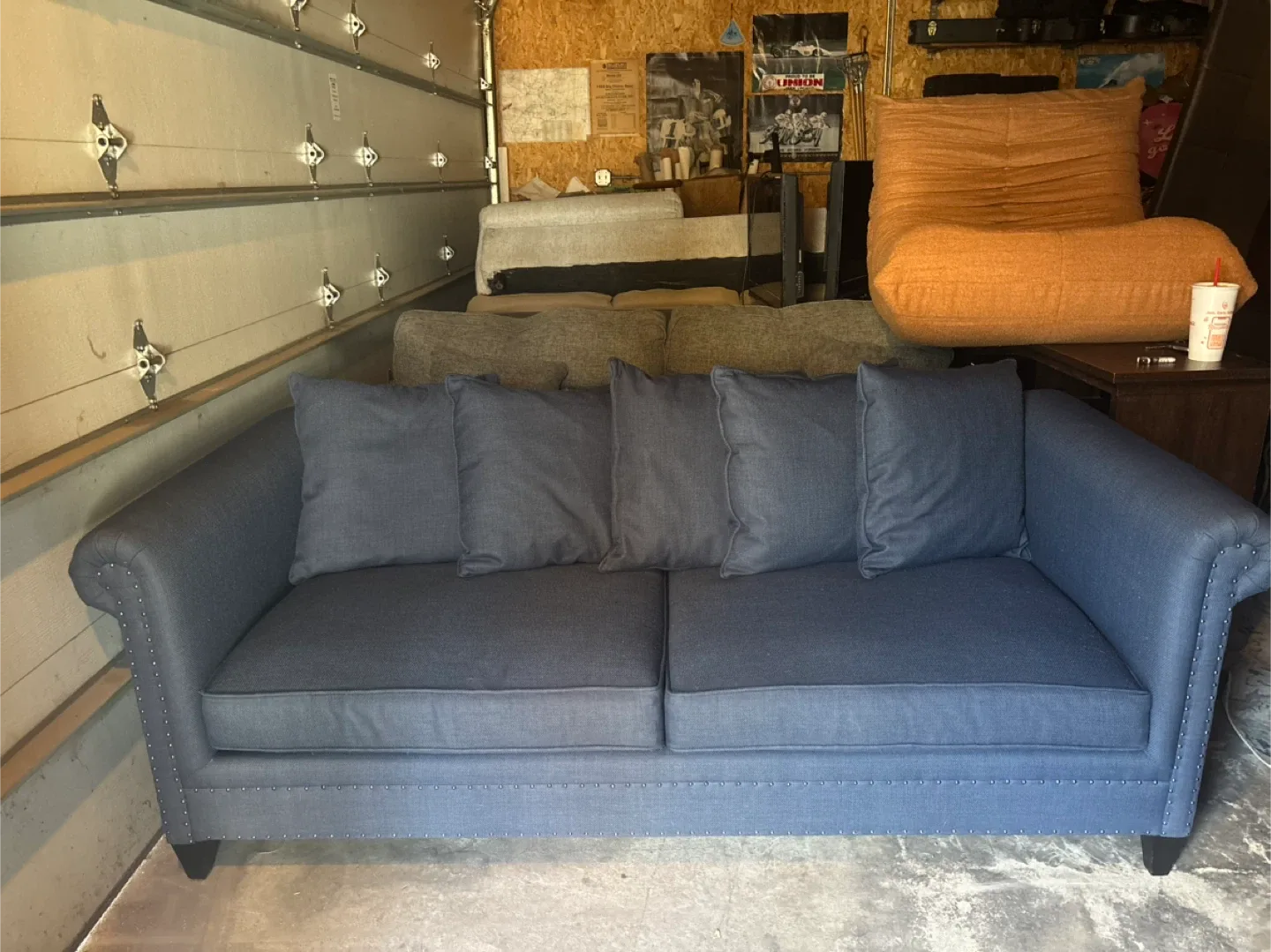 1 Crate and Barrel couch with pillows. Garage pickup thumbnail