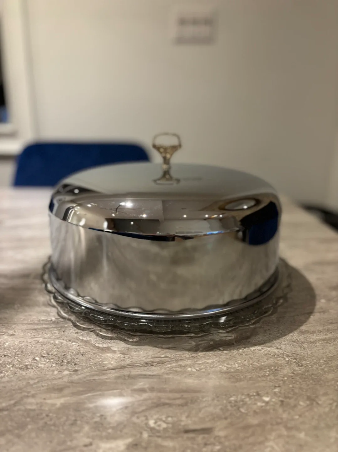 Vintage Silver Plated Serving Dish with Glass Plate thumbnail