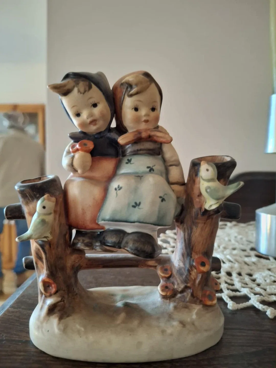 Hummel Figurine - Girl on Bench with Birds