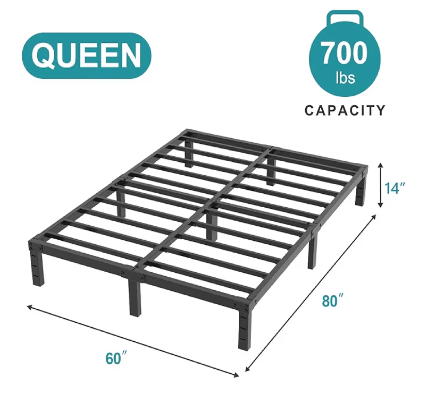 Queen Size Metal Bed Frame - 60x80 inches - photo 2