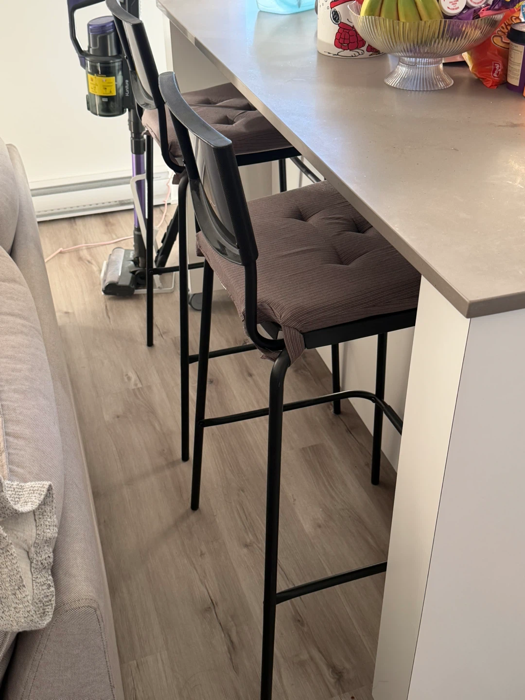 Set of 2 Bar Stools - Brown Cushioned Seats - photo 3