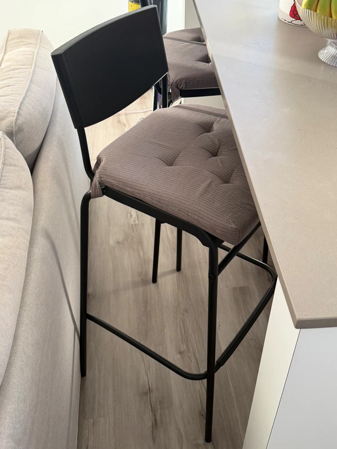 Set of 2 Bar Stools - Brown Cushioned Seats - photo 2