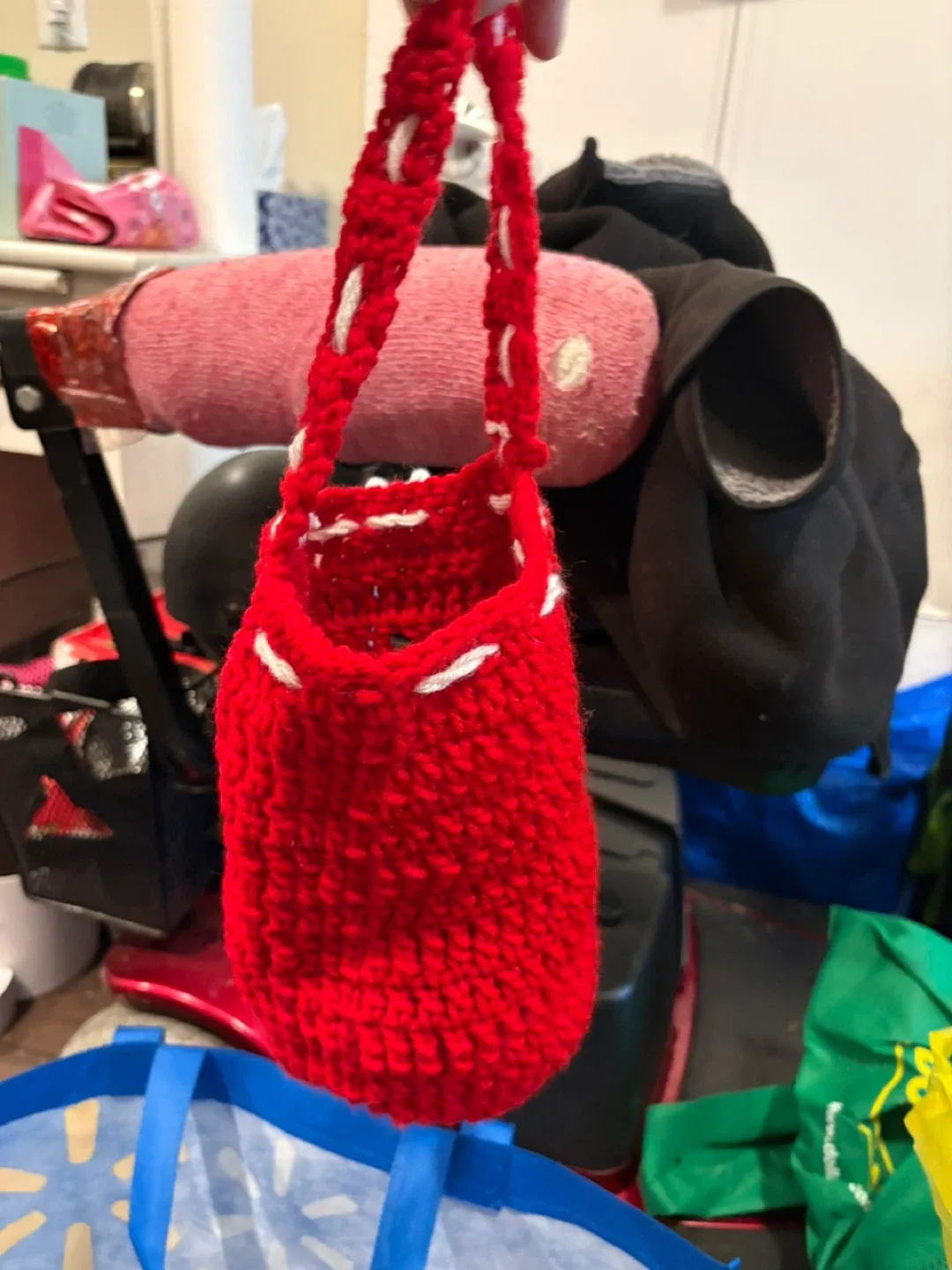 Red Crocheted Drawstring Bag image indicator(2)