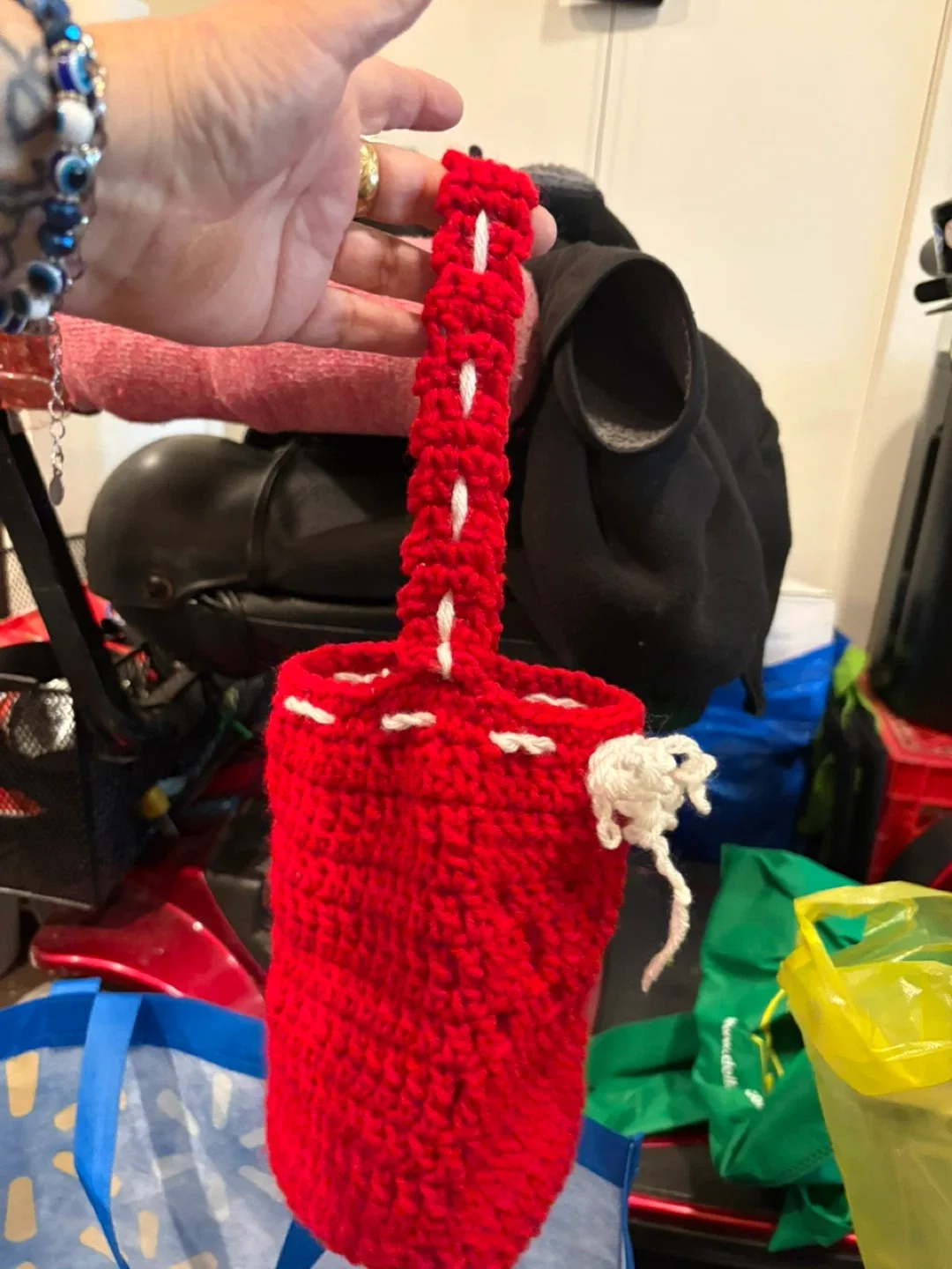 Red Crocheted Drawstring Bag image indicator(3)