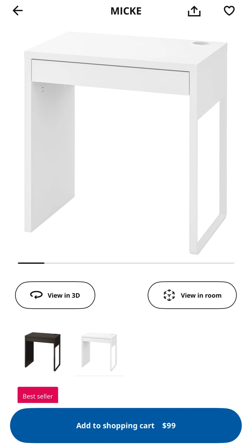 IKEA Micke Desk - White - photo 3