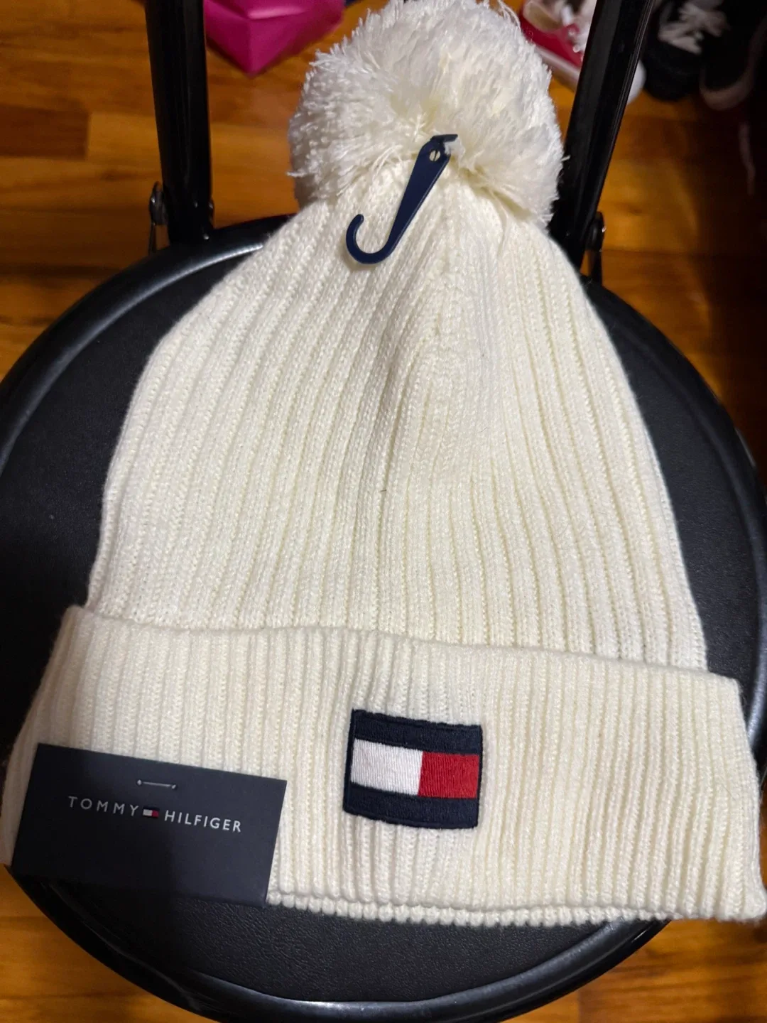 Tommy Hilfiger White Pom Pom Beanie - New with Tags!