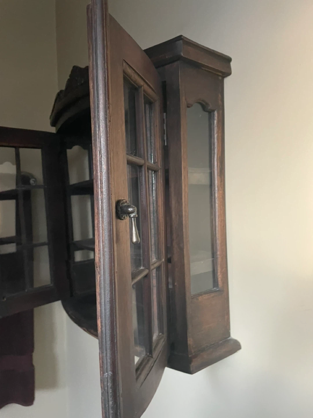 Dark Brown Wooden Corner Wall Cabinet - photo 2