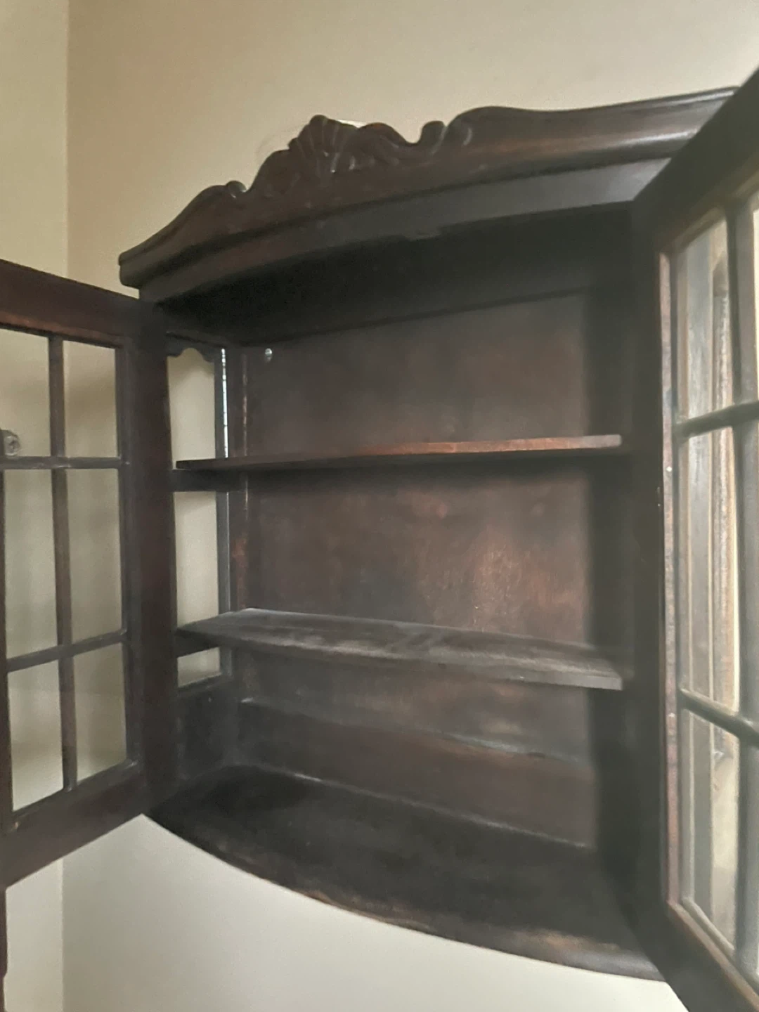 Dark Brown Wooden Corner Wall Cabinet - photo 5
