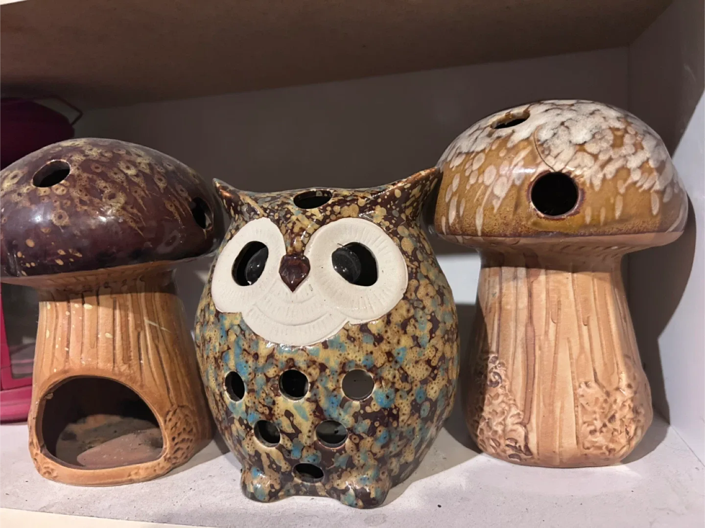 🥕Cute Owl & Mushroom Ceramic Candle Holders thumbnail