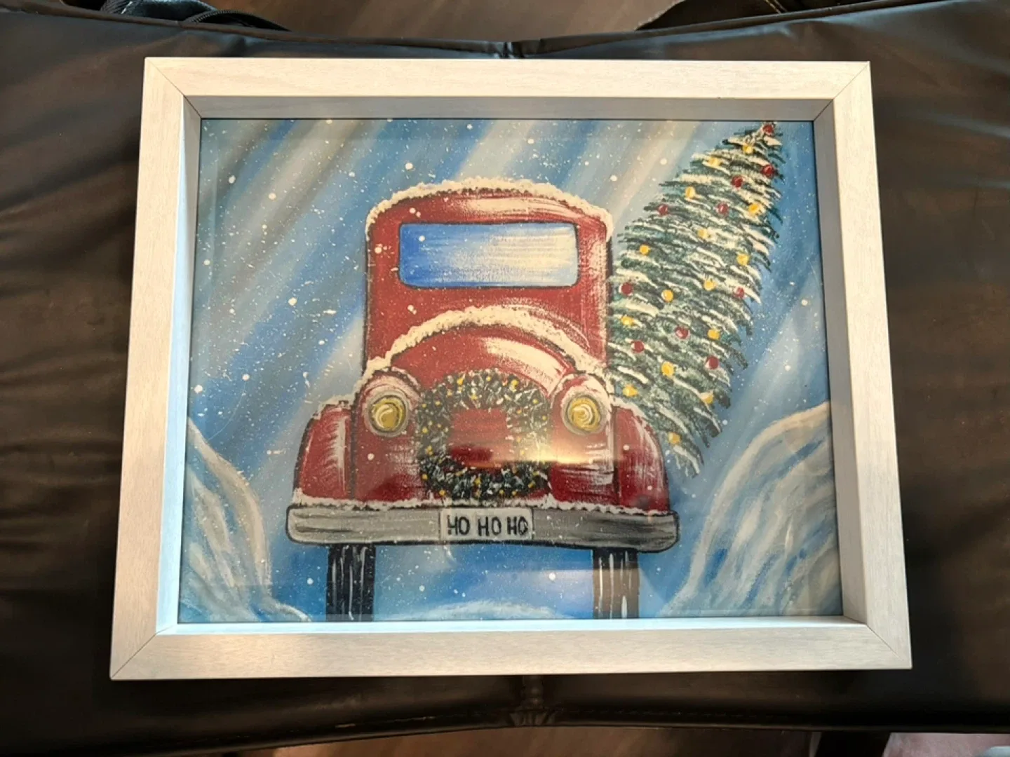 Framed Winter Truck Painting thumbnail