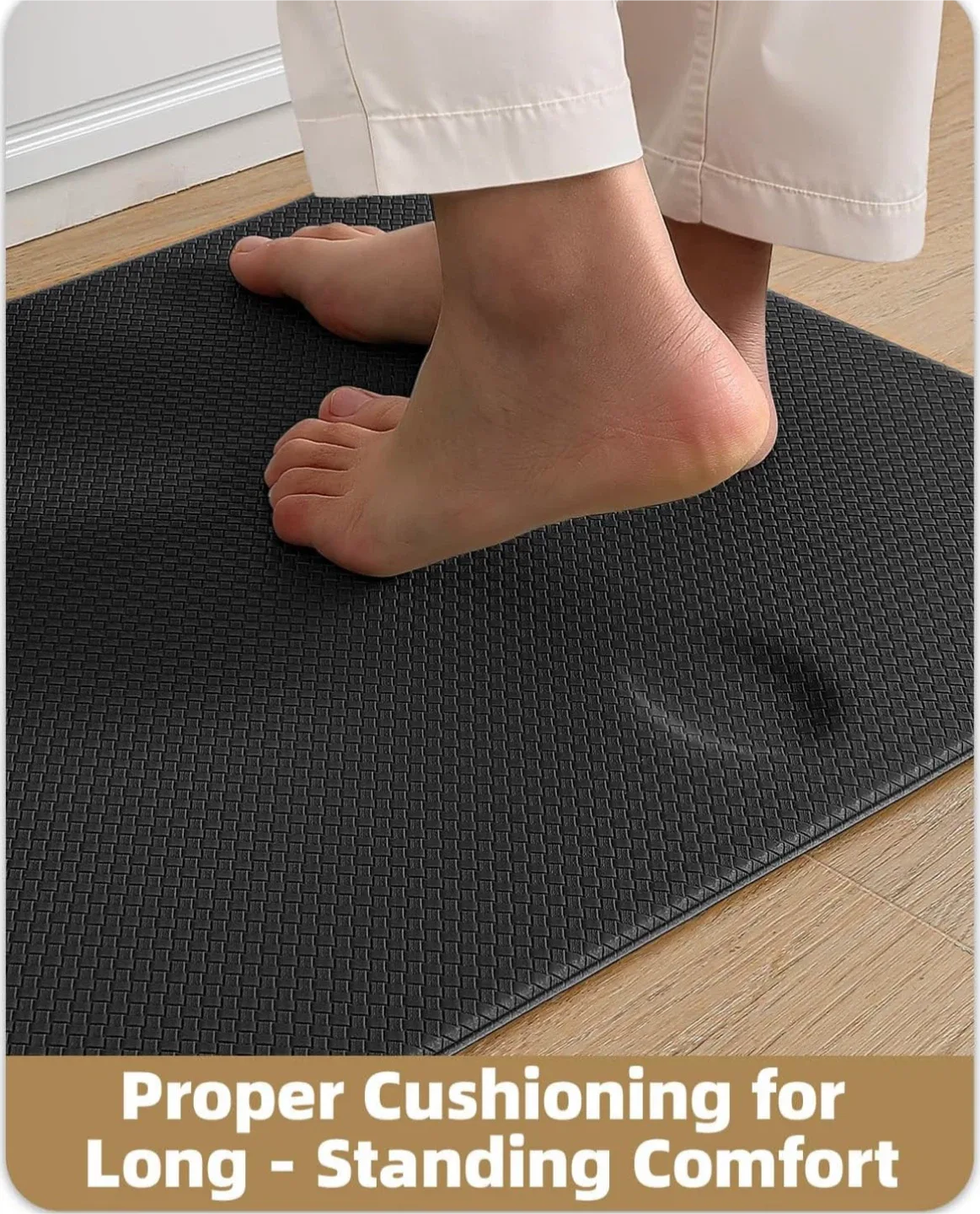 Black Anti-Fatigue Kitchen Mat 17”x79” image indicator(3)