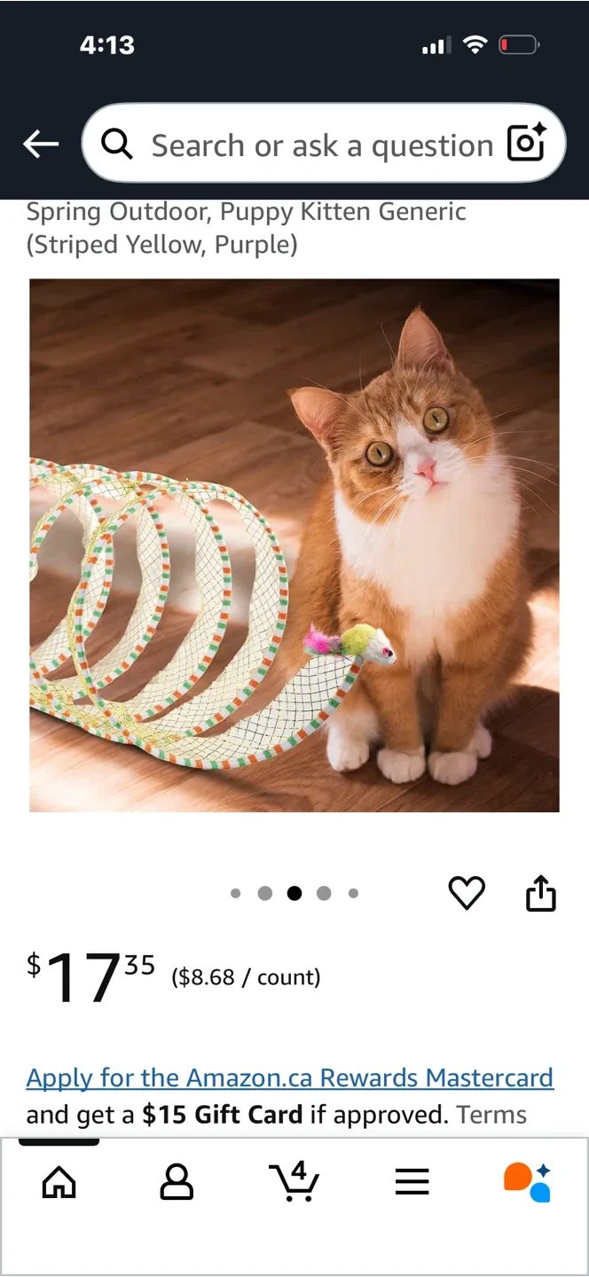 Folded Cat Tunnel Spring Toy image indicator(4)