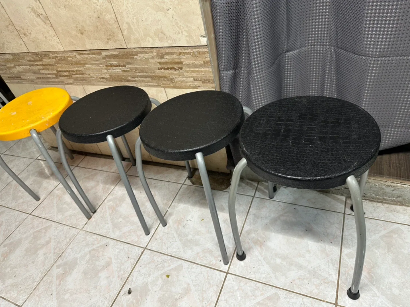 Round Stool - Black, Yellow