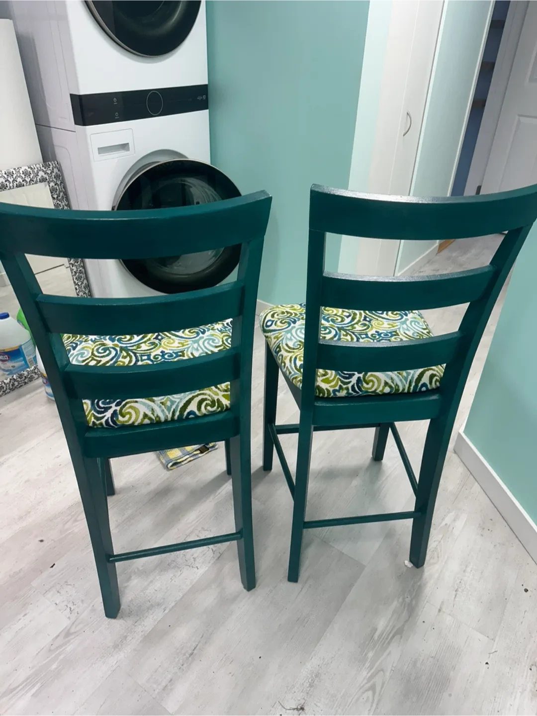 Set of 2 dark Teal counter height Chairs image indicator(3)