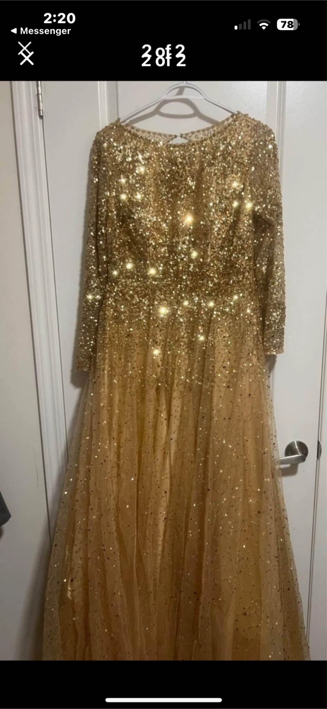 Gold Sequin Long Sleeve Dress - photo 4