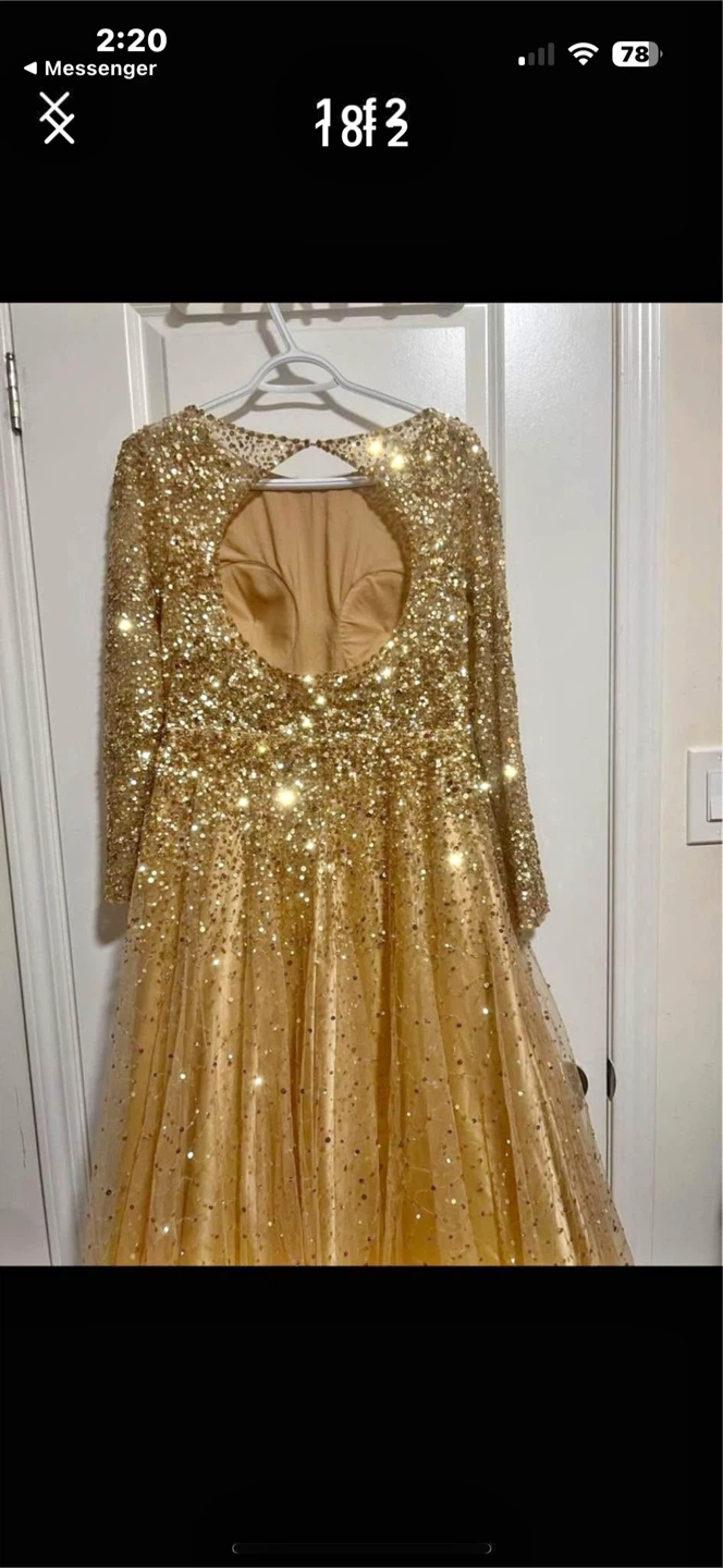 Gold Sequin Long Sleeve Dress - photo 3