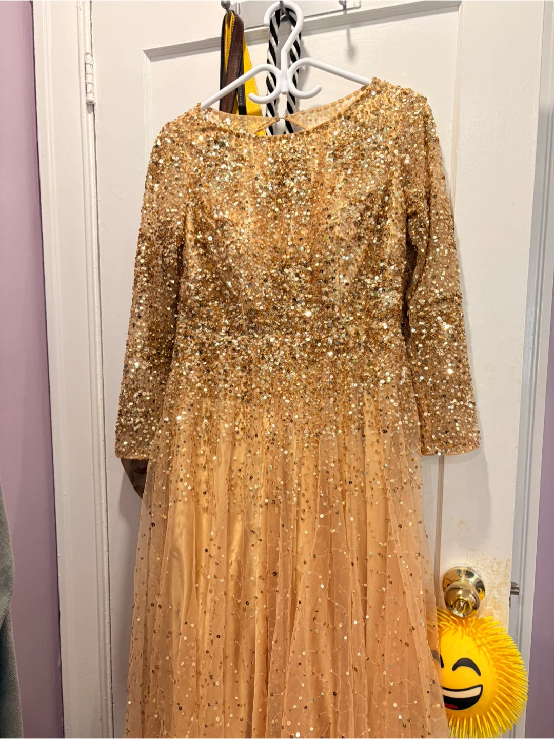 Gold Sequin Long Sleeve Dress
