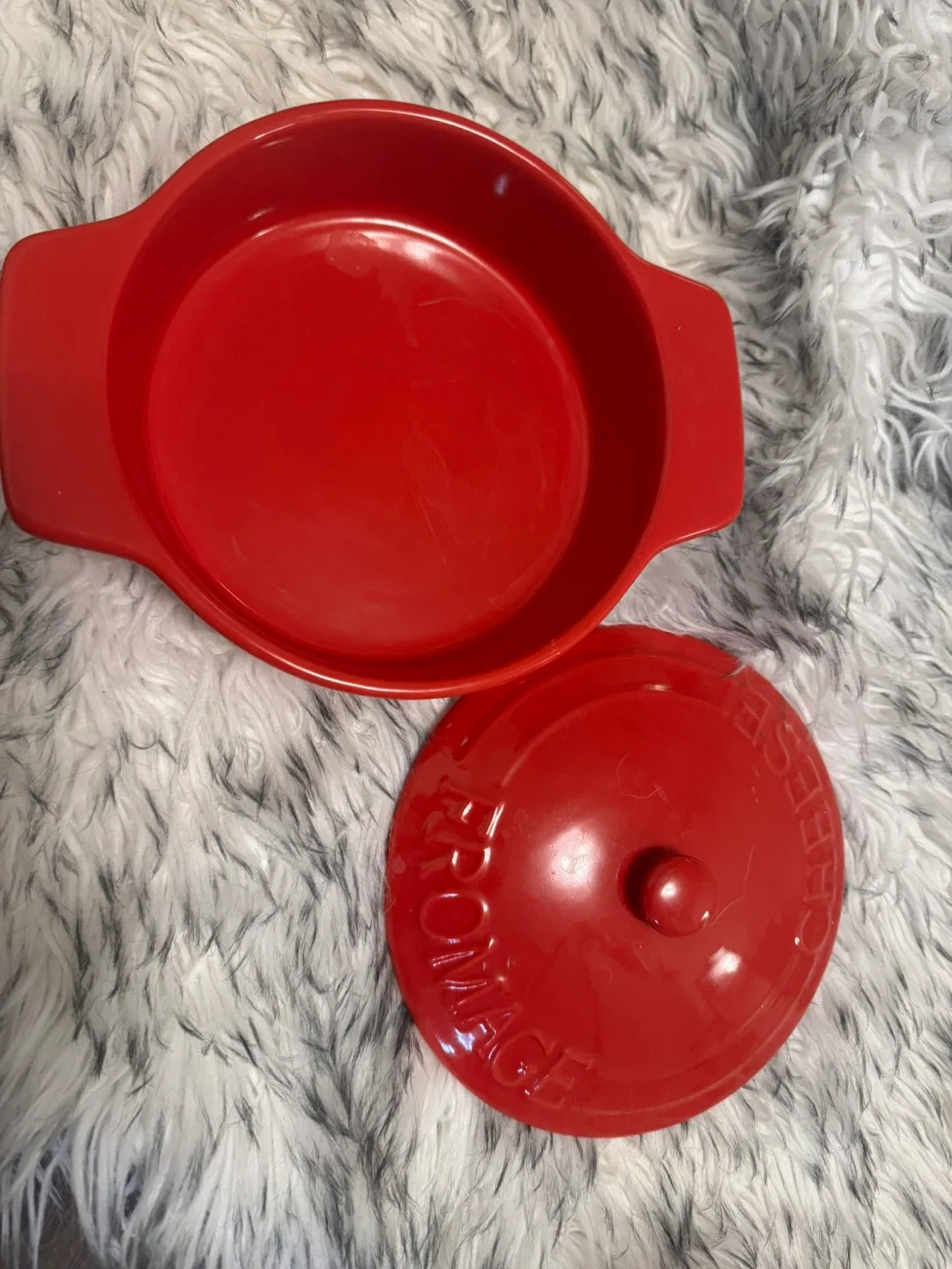 Red Cheese Fromage Dish with Lid
