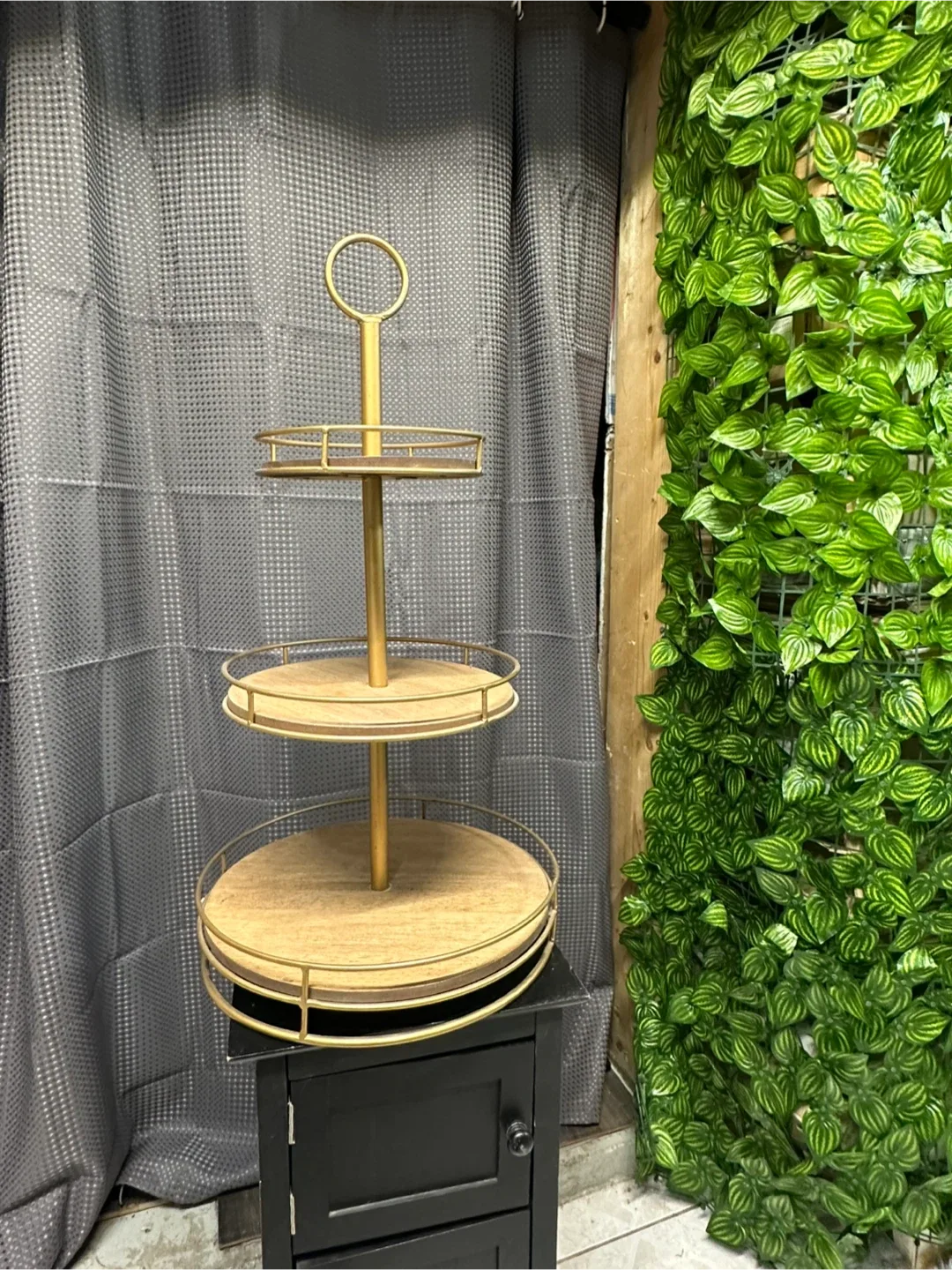 3-Tier Serving Stand with Cabinet Base