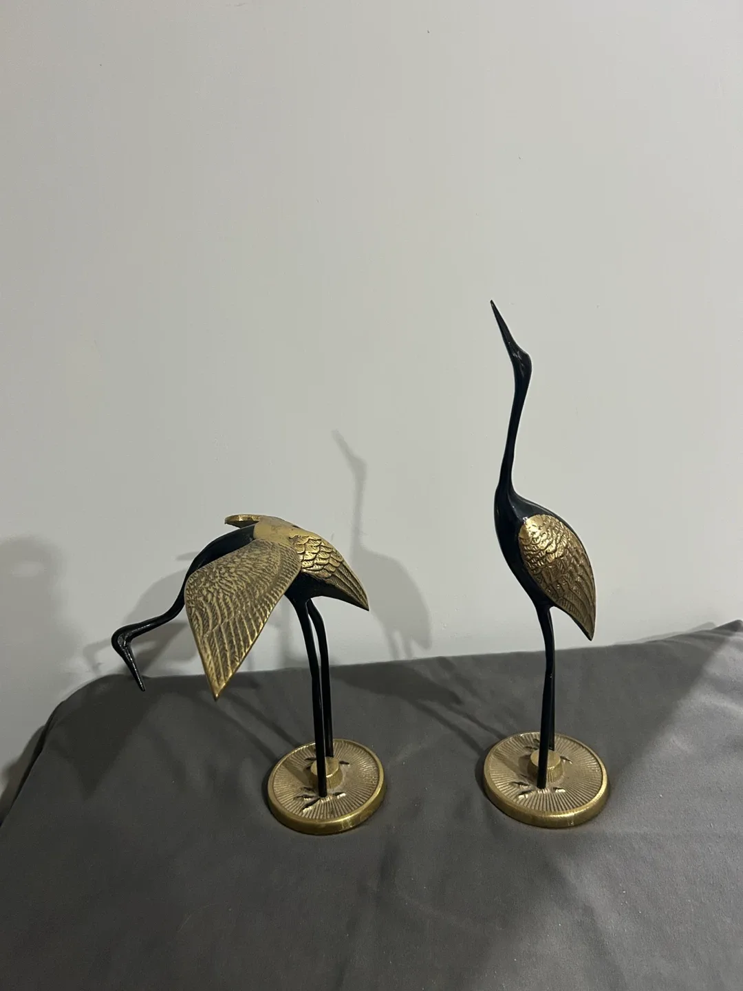Vintage Brass Crane Figurines - Pair