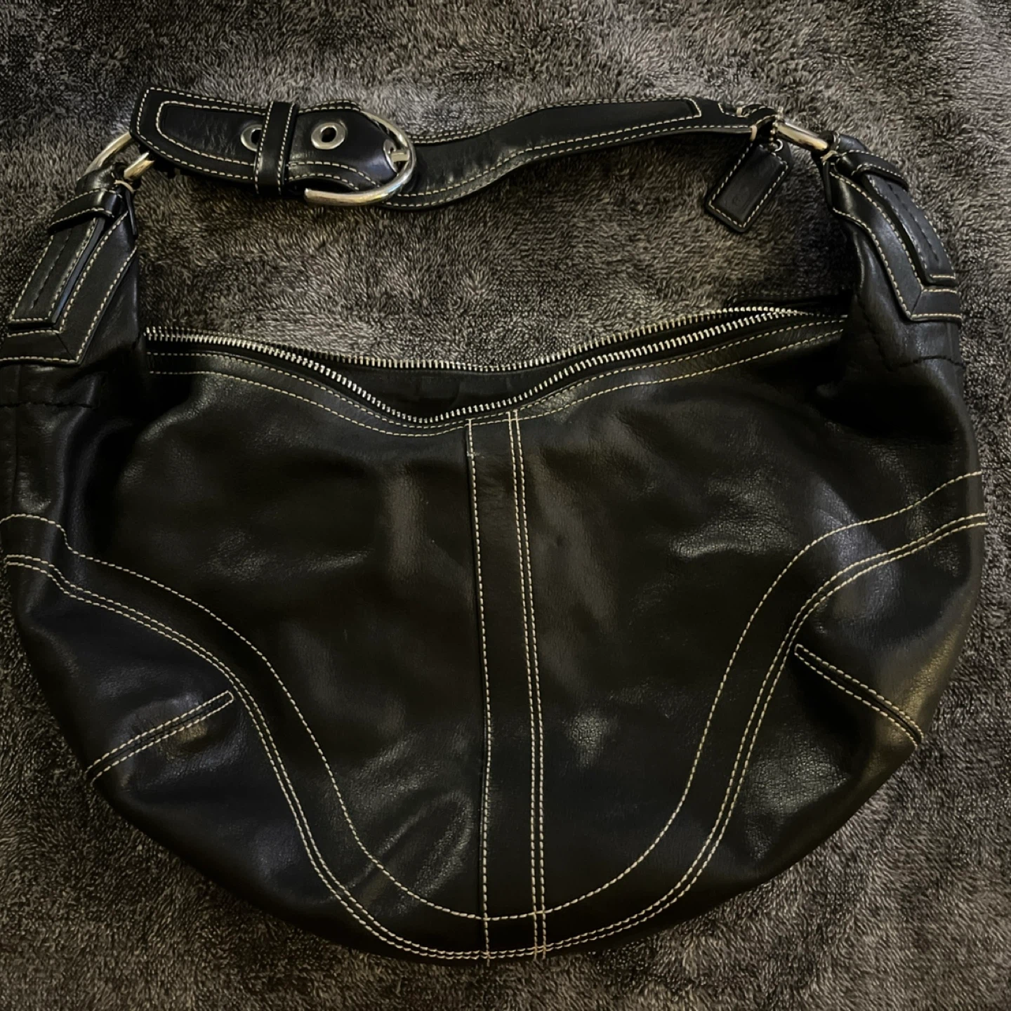 Coach Black Leather Hobo Bag