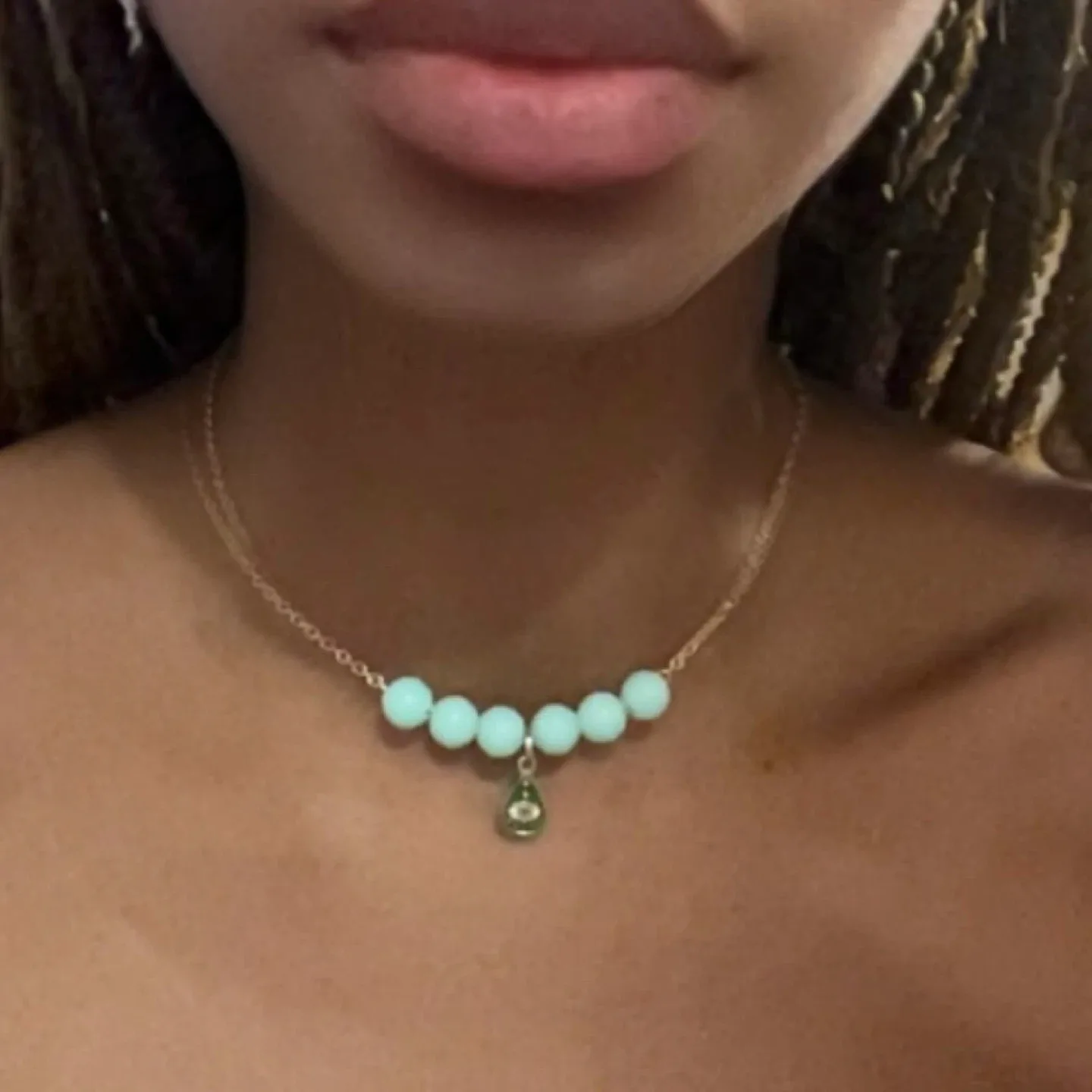 14K Gold Necklace w/ Evil Eye Pendant image indicator(3)