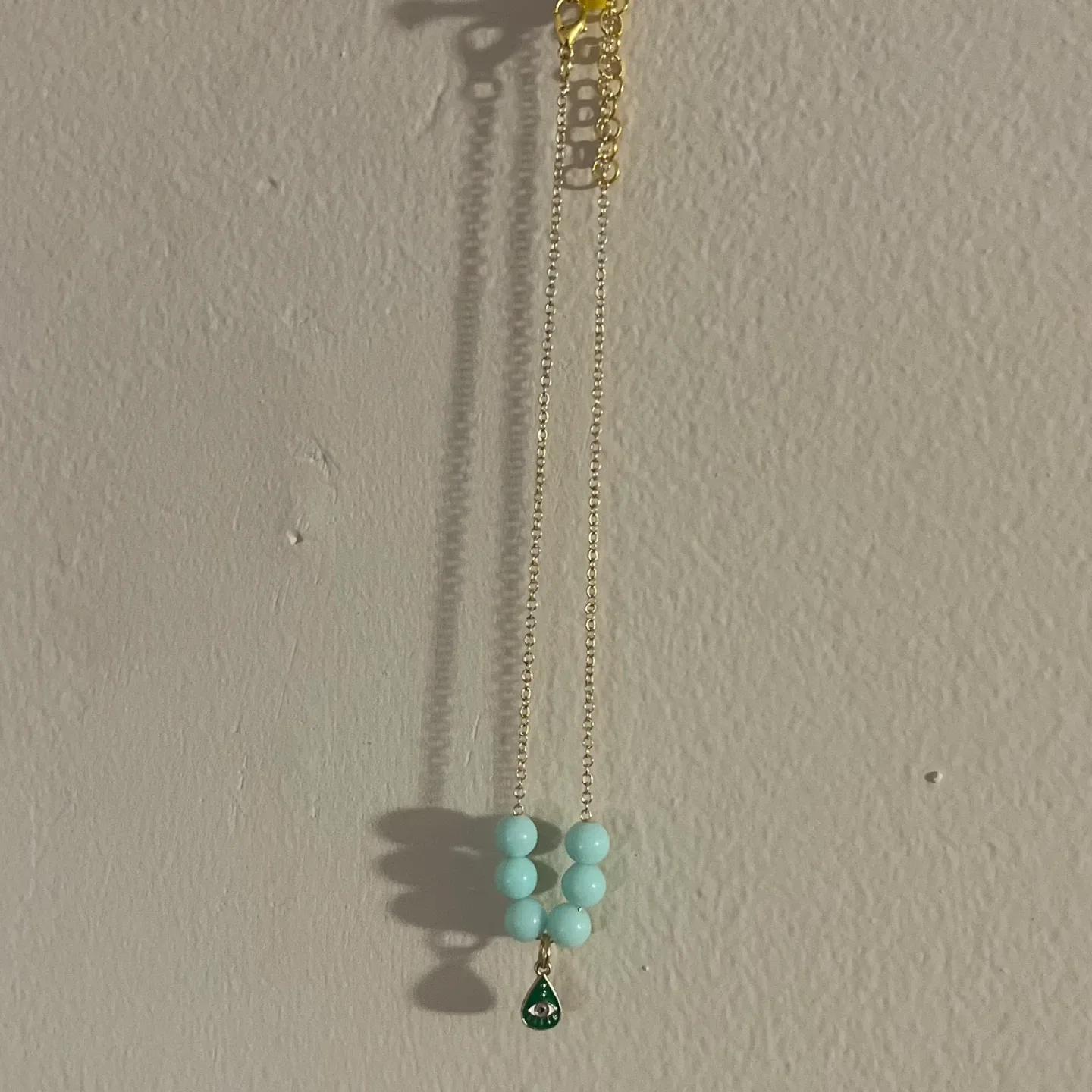 14K Gold Necklace w/ Evil Eye Pendant image indicator(2)