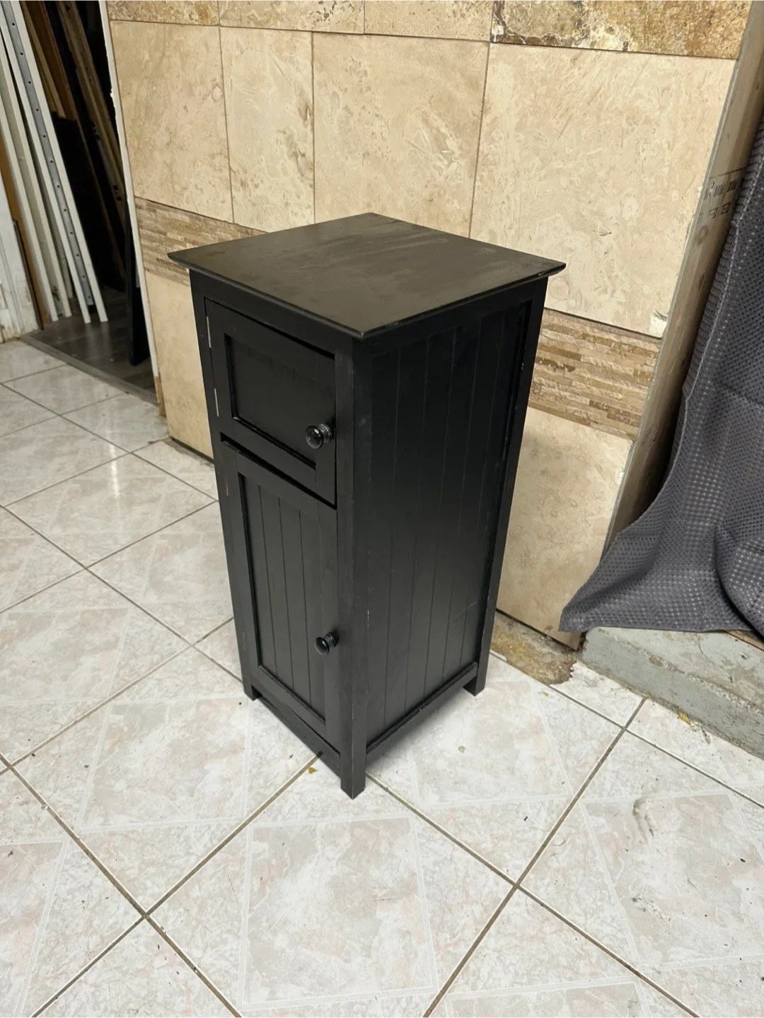 Compact Black Wooden Cabinet – Stylish & Functional