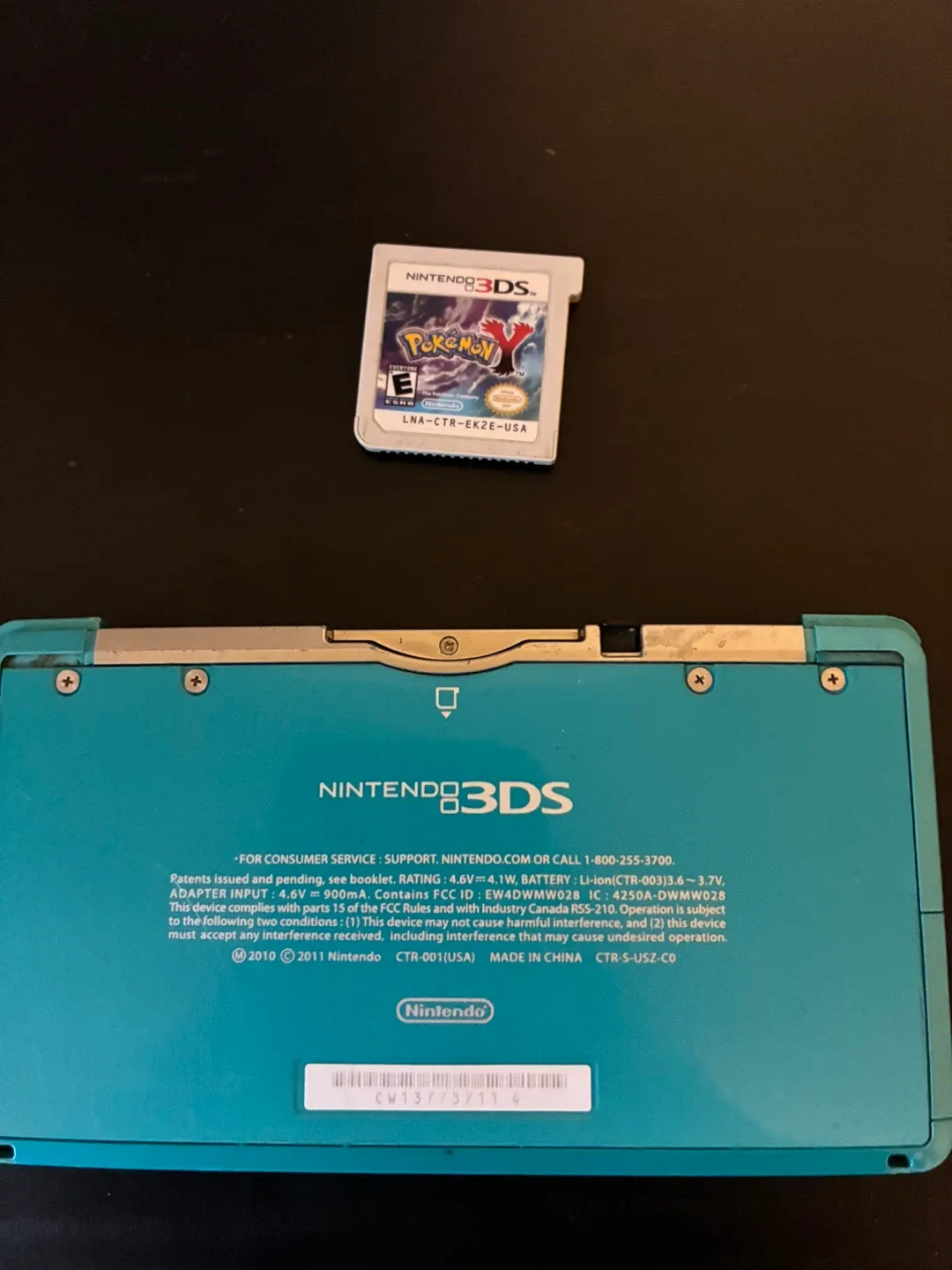 Nintendo 3DS Aqua Blue with Pokemon Game