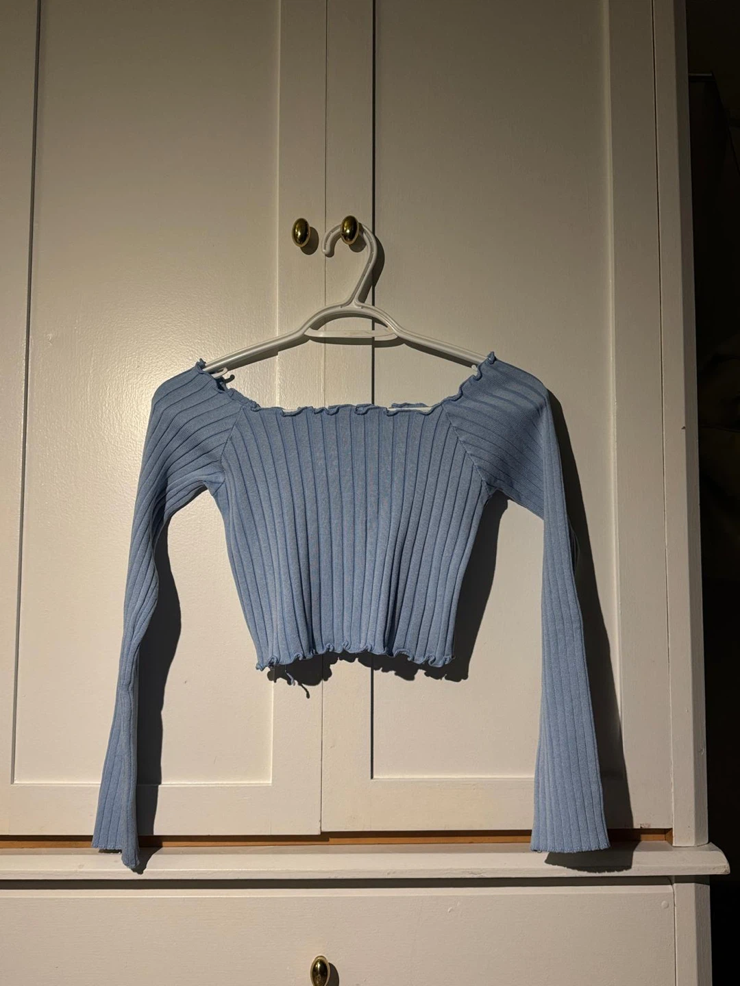 Blue Long Sleeve Crop Top - photo 2