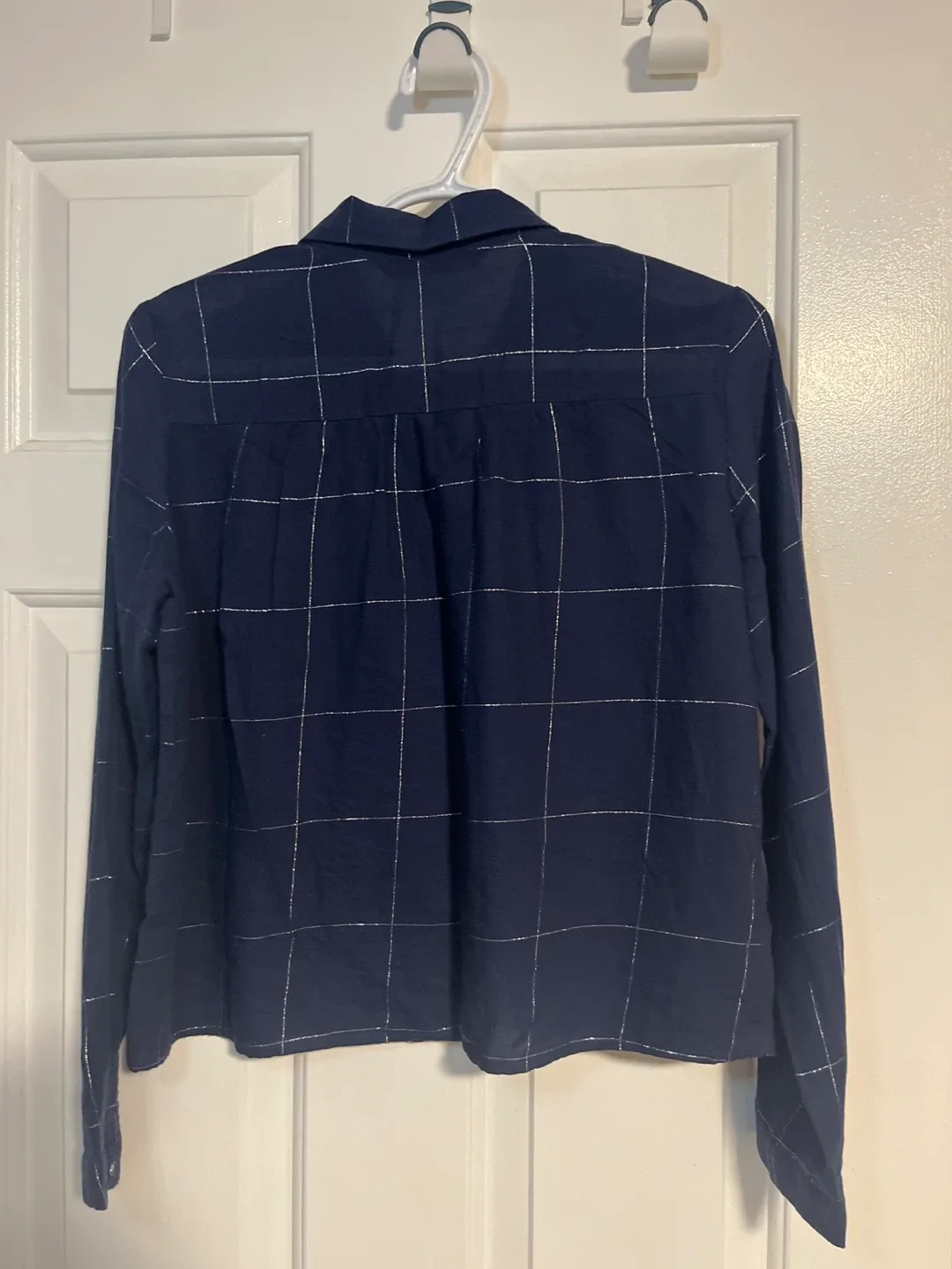 Zara Basic Blue Plaid Button-Up - Size M image indicator(3)