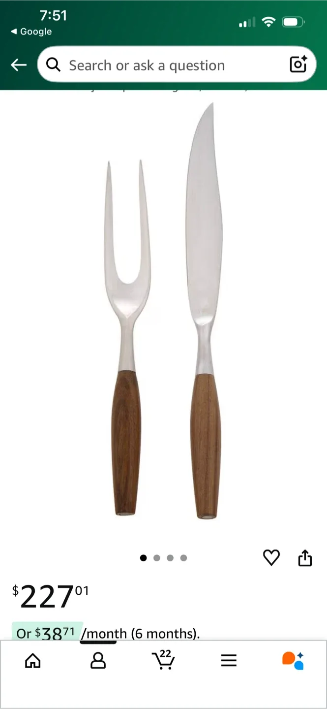 Stainless Steel Carving Set with Wood Handles image indicator(7)