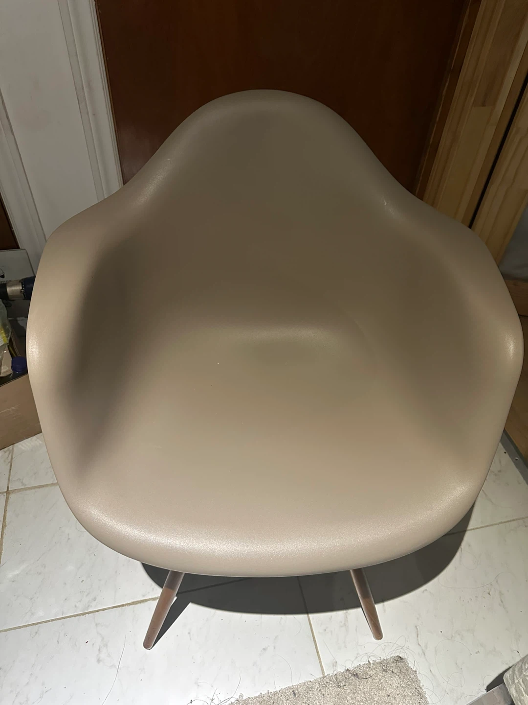 Eames Style Molded Plastic Chair - Beige - photo 2