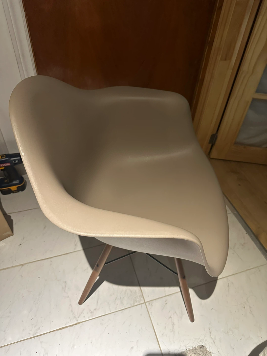 Eames Style Molded Plastic Chair - Beige