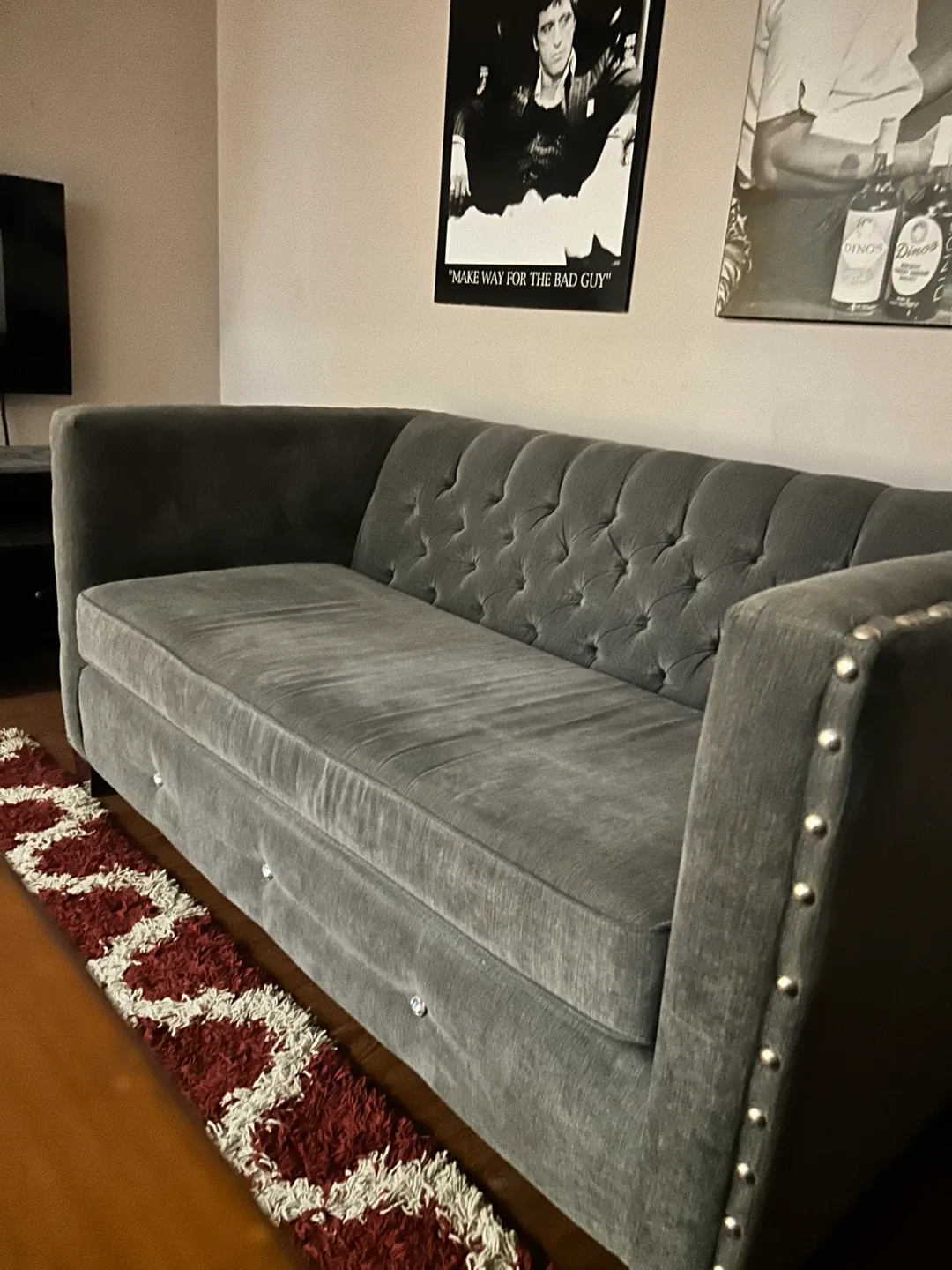 Grey Tufted Sofa- HomeSense , (Love seat) image indicator(5)