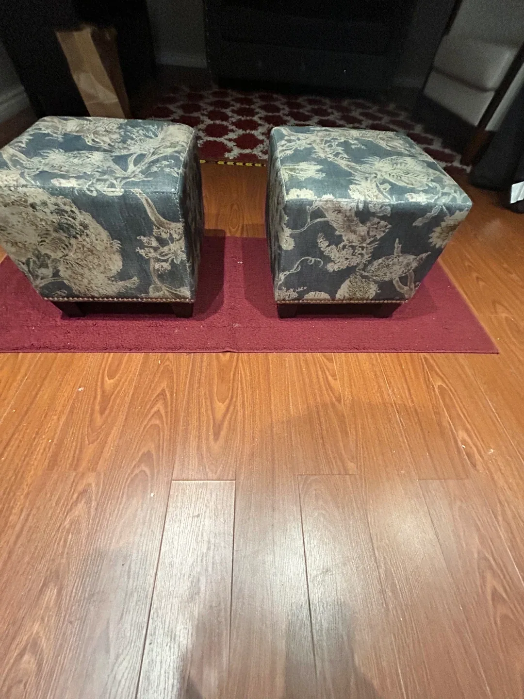 Pair of Square Patterned Ottomans image indicator(4)