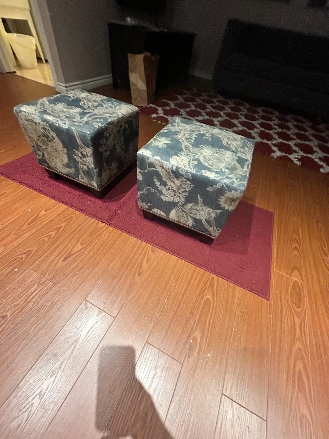 Pair of Square Patterned Ottomans image indicator(3)