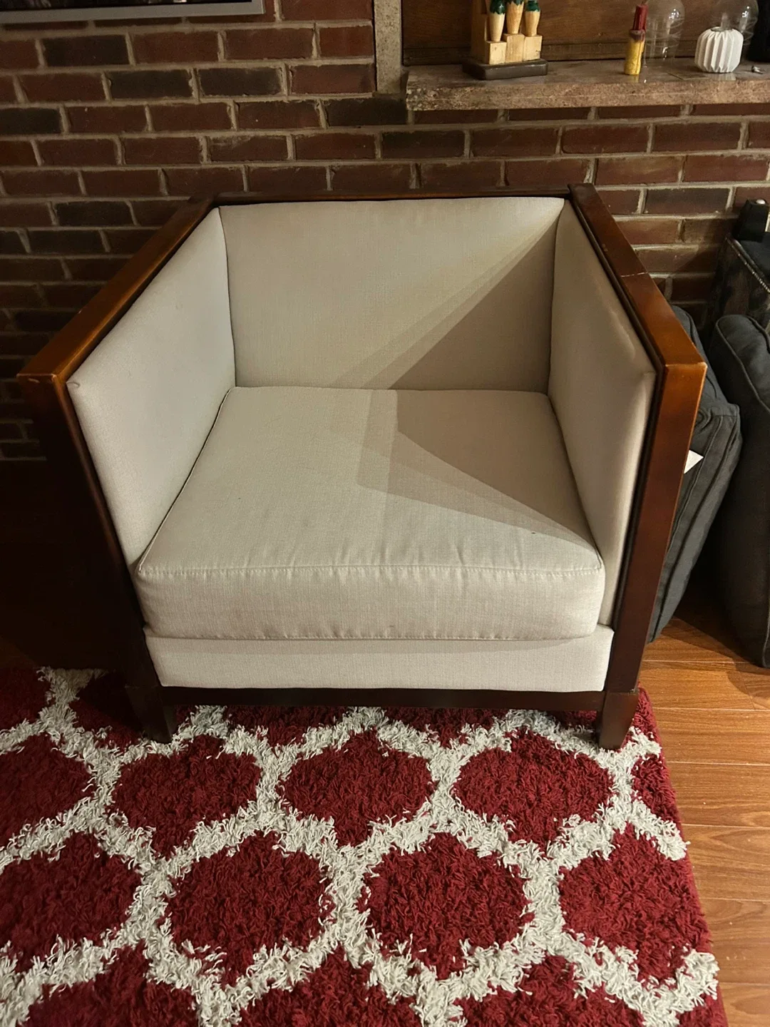 Beige Armchair with Wood Frame image indicator(3)