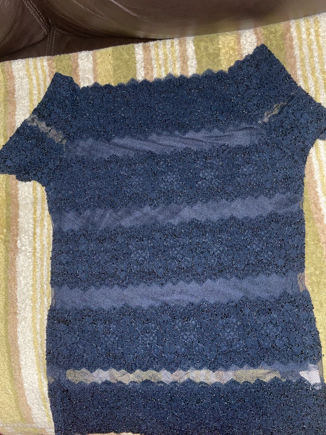 Navy Blue Lace Top