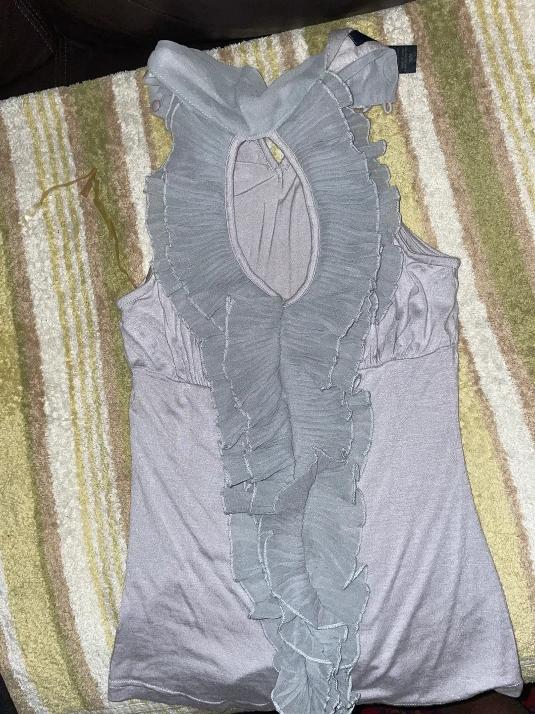 Grey Ruffled Sleeveless Top